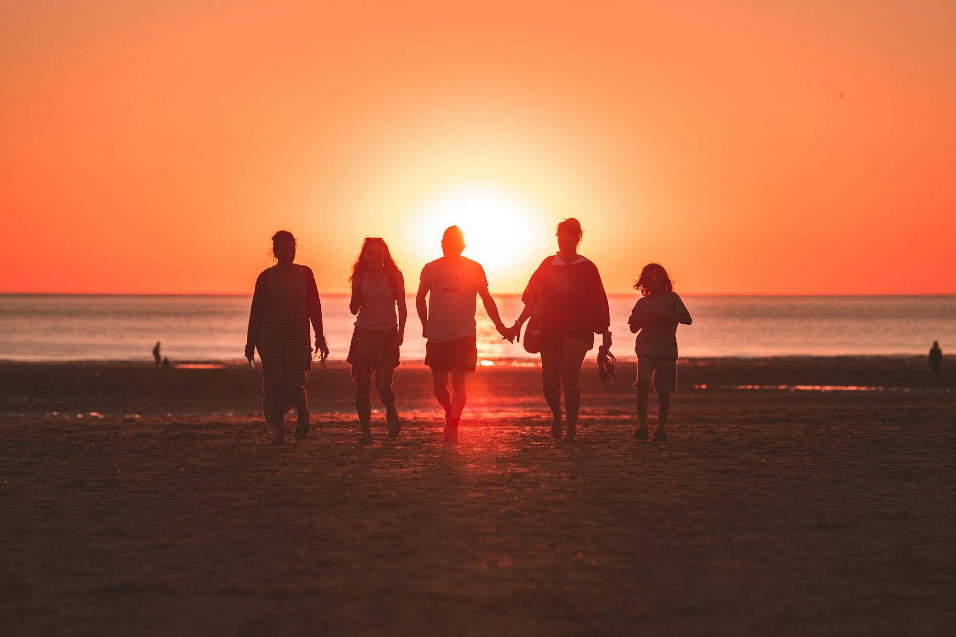 Picture of a family walking on a beach