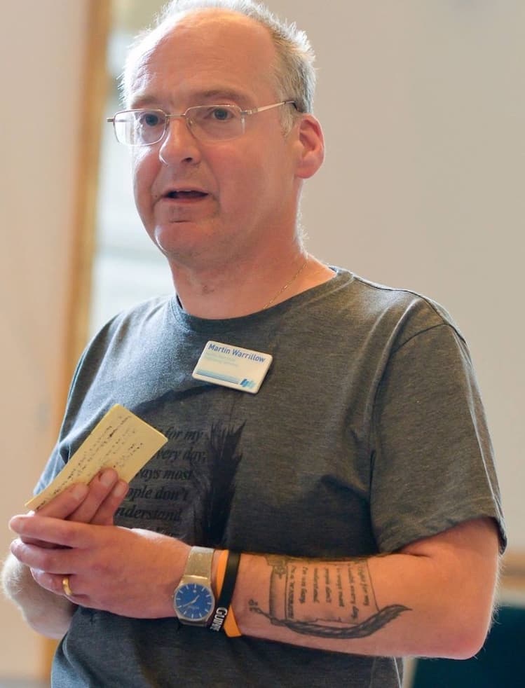 This is a photo of Martin speaking at a stroke awareness event