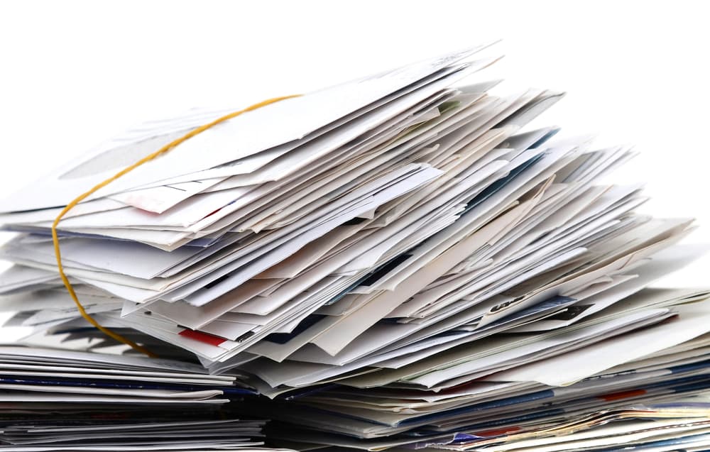 This is aphoto if a stack of letters