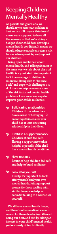 Box-out of advice for keeping children mentally healthy