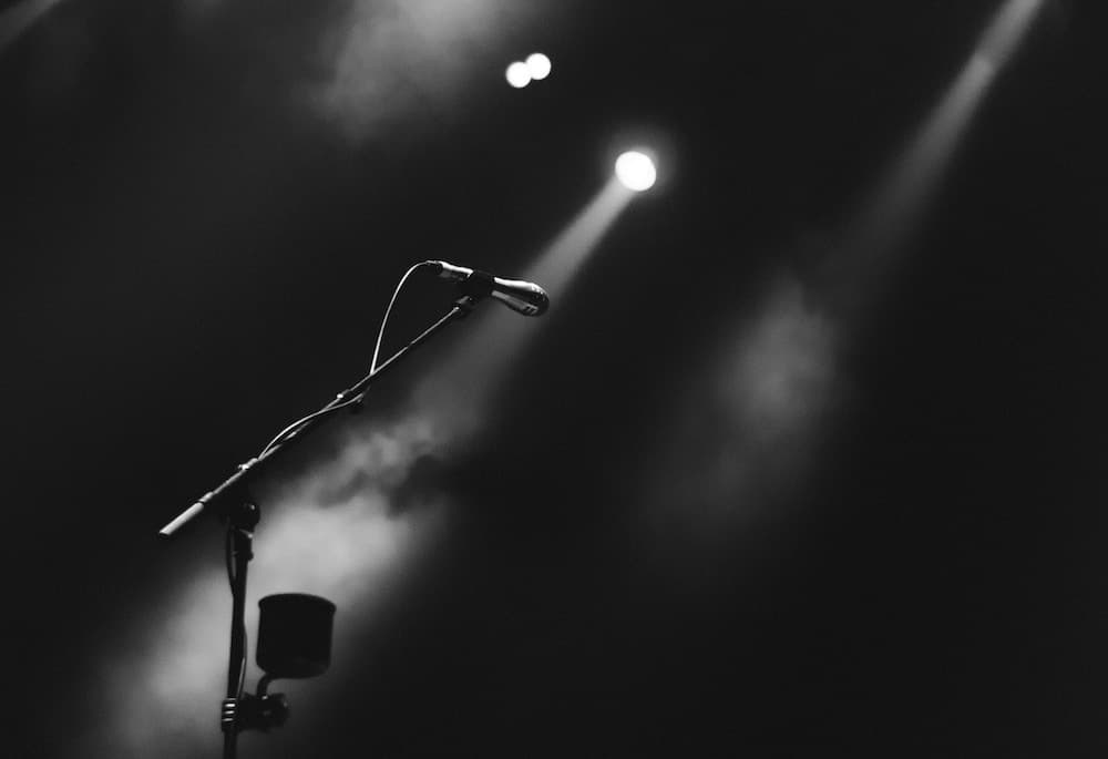 microphone in spotlight