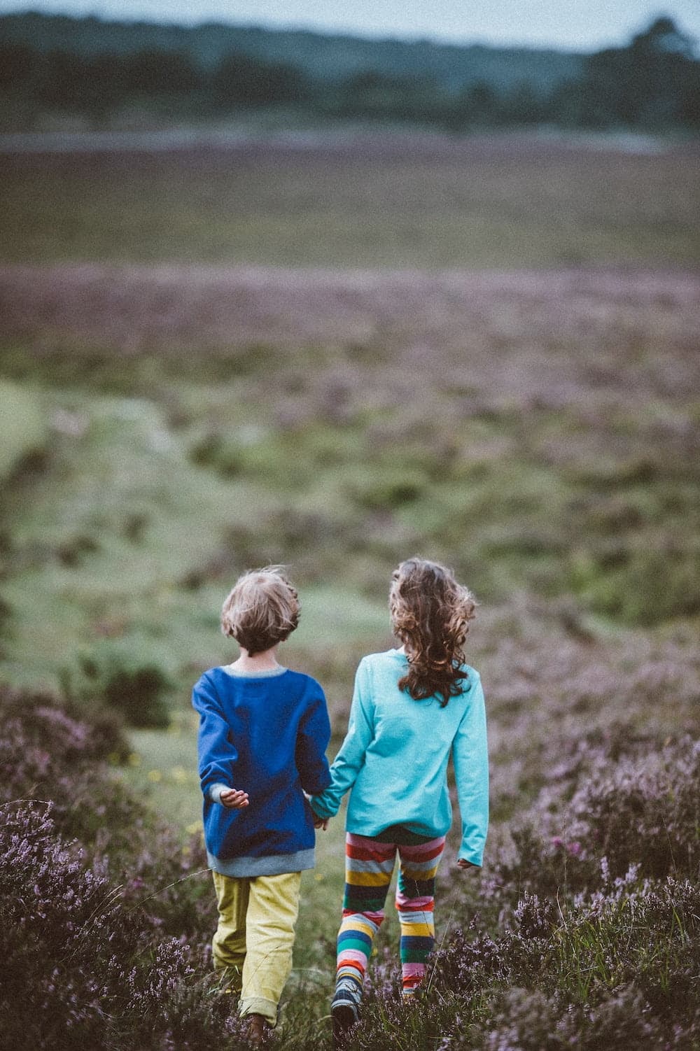 children walking in field