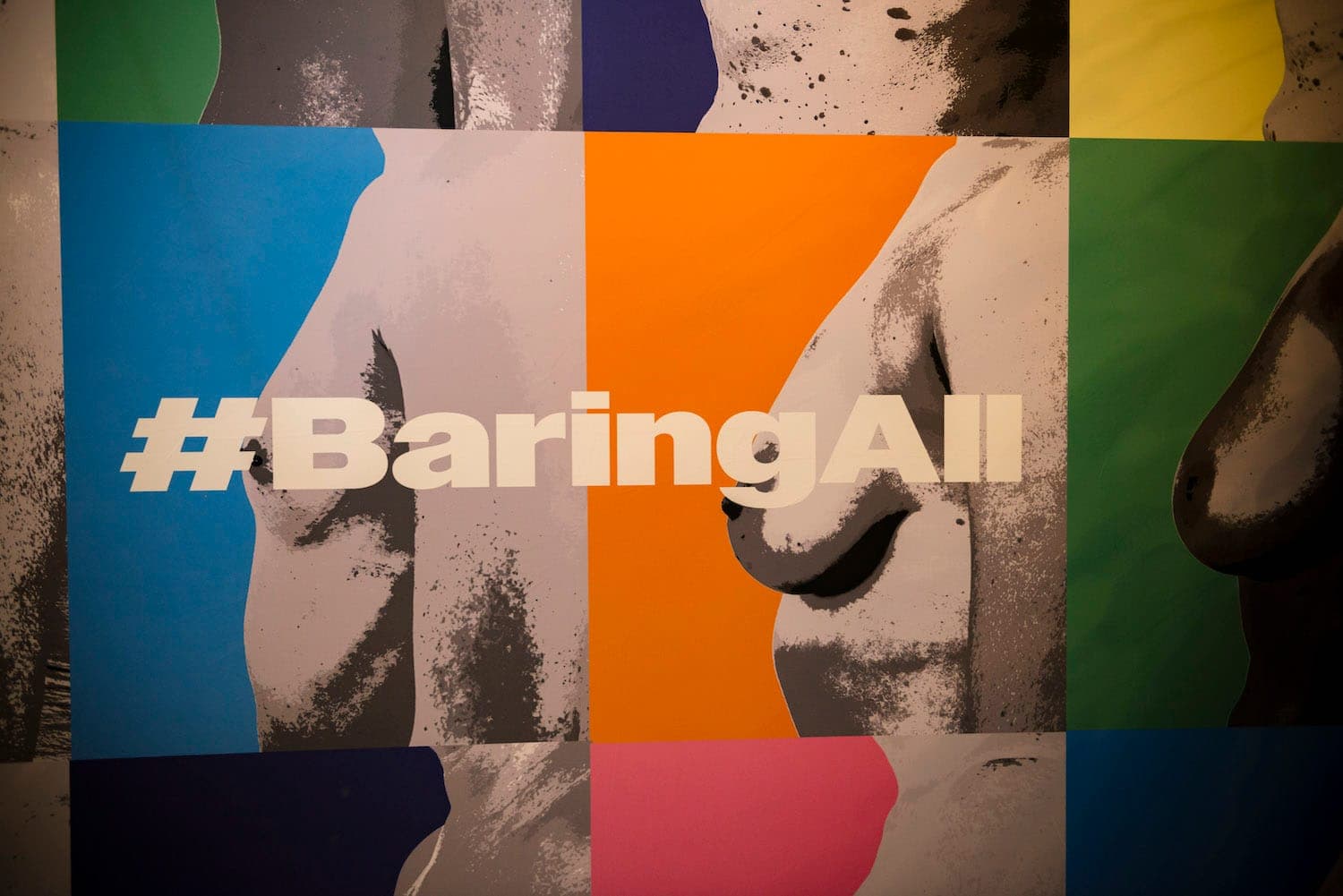 Baring All campaign poster showing photographs of breasts and chests
