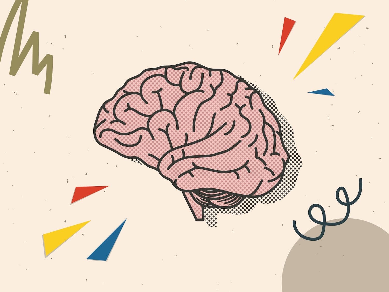 Illustrated graphic of a brain.